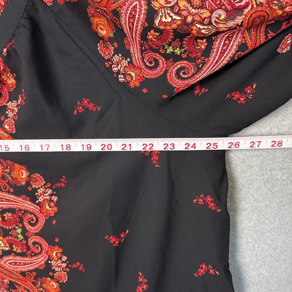 Anthropologie Fig and Flower Women's  Blouse Paisley Floral Black Red  3X Fall - Picture 4 of 9